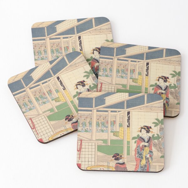 Item preview, Geisha at Akasaka Station – Vintage Japanese Ukiyo-e Beauty Print designed and sold by vekotpu.