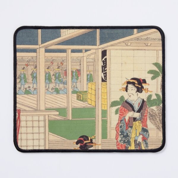 Item preview, Geisha at Akasaka Station – Vintage Japanese Ukiyo-e Beauty Print designed and sold by vekotpu.