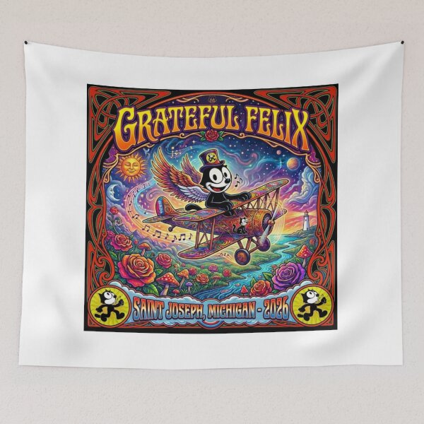 Item preview, GRATEFUL FELIX, AIRPLANE LIGHTHOUSE, SUN, MOON, MUSHROOMS, 2026 designed and sold by V3GFX.