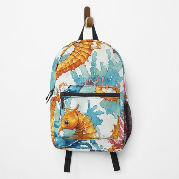 Item preview, Watercolor Ocean Wonders Golden Seahorses and Blue Crabs Pattern designed and sold by dcohea.