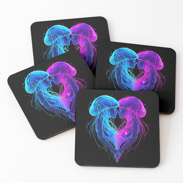 Item preview, Jellyfish Kiss Neon Heart Dark Romance Art designed and sold by FAGMAVisuals.
