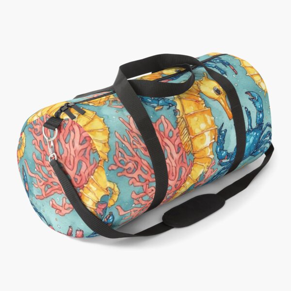 Item preview, Watercolor Ocean Wonders Golden Seahorses and Blue Crabs Pattern designed and sold by dcohea.