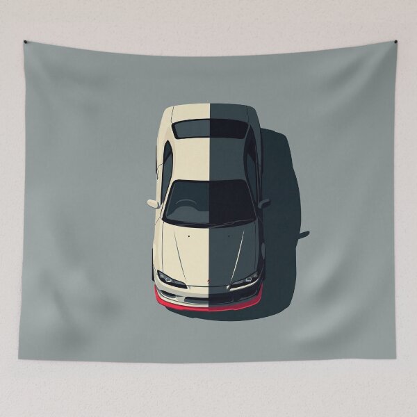 Item preview, Nissan Silvia S15 JDM White and Silver Top View Vector Illustration designed and sold by Motorline44.