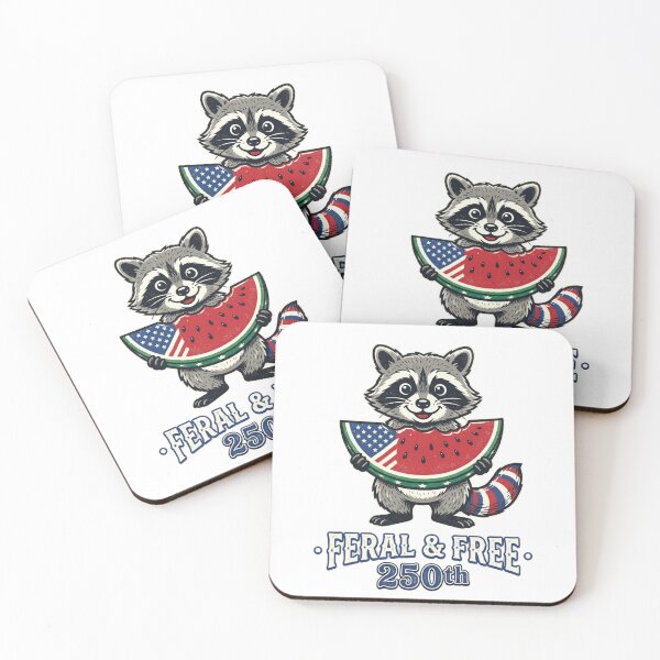 Item preview, Feral and Free 250th Raccoon America Flag designed and sold by ShopVelona.
