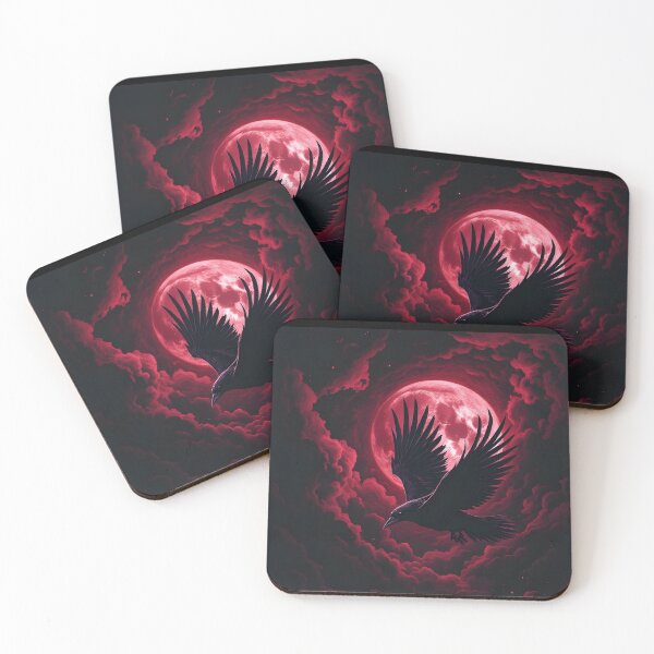 Item preview, Raven Blood Moon Dark Gothic Art designed and sold by NoctisCurio.