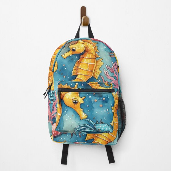 Item preview, Watercolor Ocean Wonders Golden Seahorses and Blue Crabs Pattern designed and sold by dcohea.