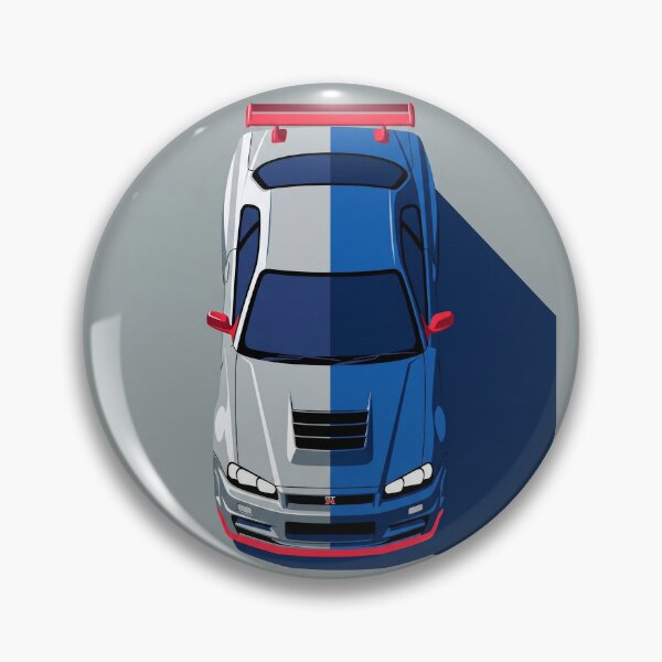 Item preview, Nissan Skyline GT-R R34 Blue and Silver JDM Top View Vector Illustration designed and sold by Motorline44.