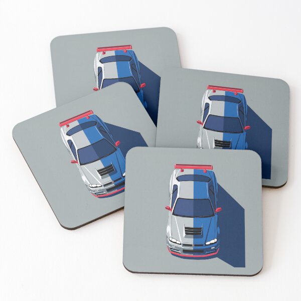 Item preview, Nissan Skyline GT-R R34 Blue and Silver JDM Top View Vector Illustration designed and sold by Motorline44.