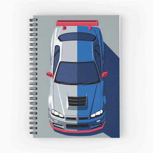 Item preview, Nissan Skyline GT-R R34 Blue and Silver JDM Top View Vector Illustration designed and sold by Motorline44.