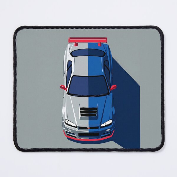 Item preview, Nissan Skyline GT-R R34 Blue and Silver JDM Top View Vector Illustration designed and sold by Motorline44.