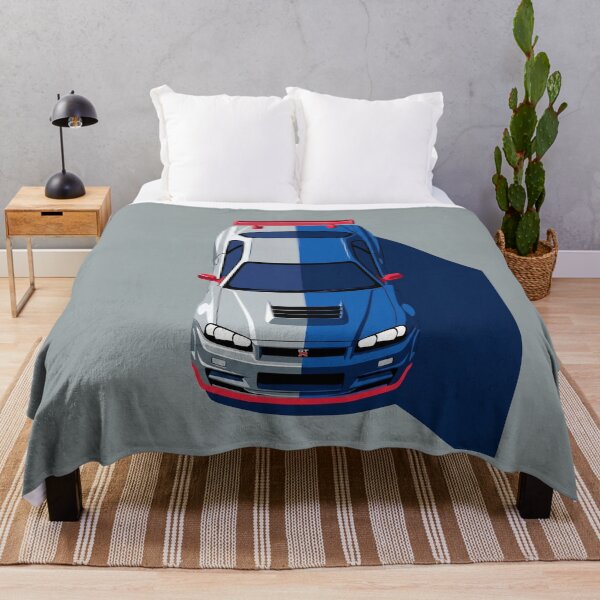 Item preview, Nissan Skyline GT-R R34 Blue and Silver JDM Top View Vector Illustration designed and sold by Motorline44.