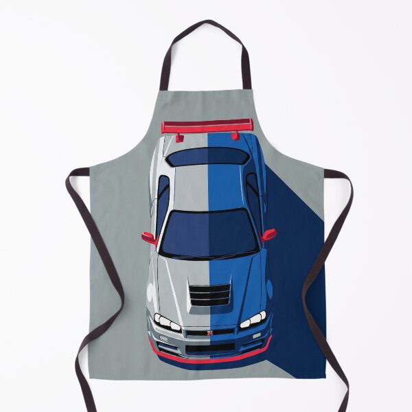 Item preview, Nissan Skyline GT-R R34 Blue and Silver JDM Top View Vector Illustration designed and sold by Motorline44.