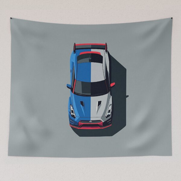 Item preview, Nissan GTR R35 Blue and Silver JDM Top View Vector Illustration designed and sold by Motorline44.