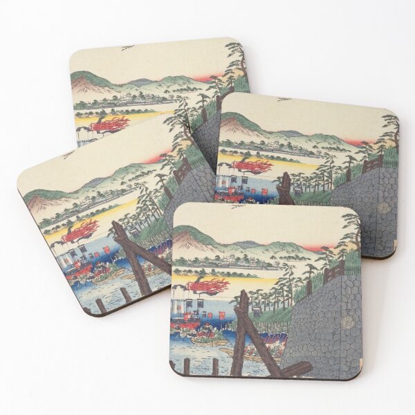 Item preview, Okazaki on the Tokaido Road – Vintage Japanese Ukiyo-e Landscape designed and sold by vekotpu.