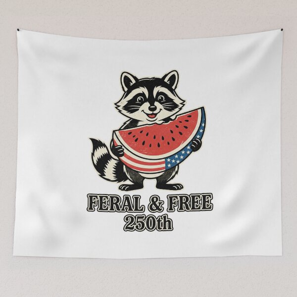 Item preview, Feral and Free 250th Bold Patriotic Raccoon designed and sold by ShopVelona.
