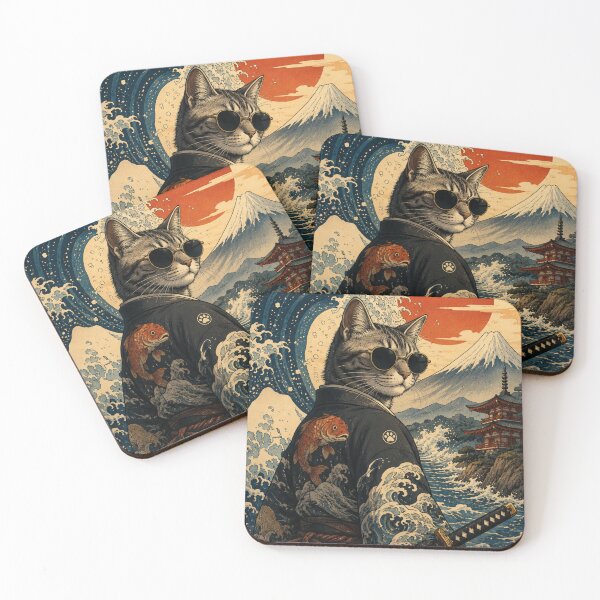 Item preview, Samurai Cat of the Great Wave designed and sold by funny things random.