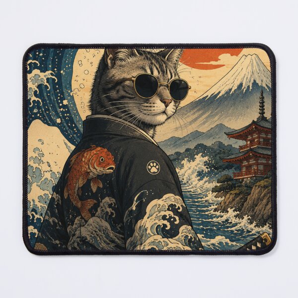 Item preview, Samurai Cat of the Great Wave designed and sold by funny things random.