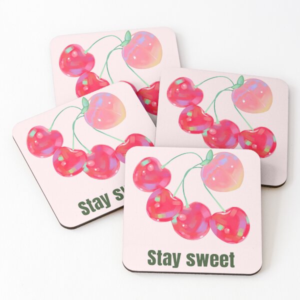 Item preview, Cute Stay Sweet Red Cherry Aesthetic Fruit Art designed and sold by Rawafi Art Studio.