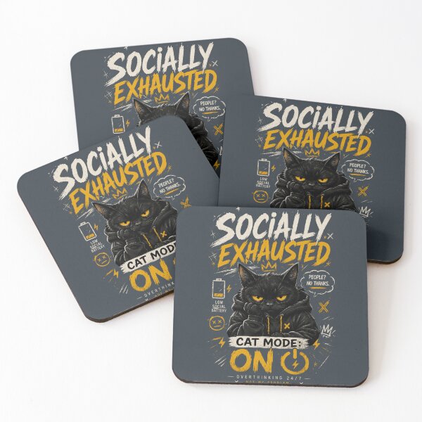 Item preview, Socially Exhausted Cat Mode ON | Introvert Cat Aesthetic designed and sold by LowBatteryStudio ⭐.