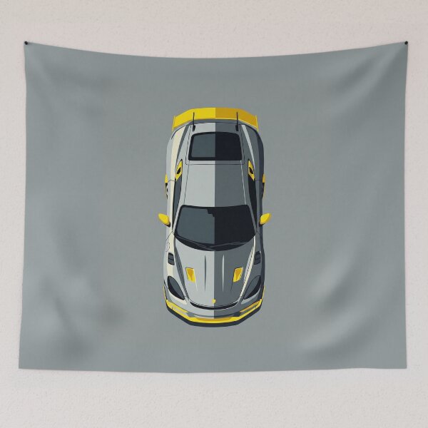 Item preview, Porsche Cayman GT4 RS Grey and Yellow Top View Vector Art designed and sold by Motorline44.