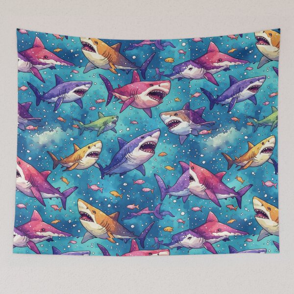Item preview, Vibrant Deep Sea Shark Party Colorful Great White Pattern designed and sold by dcohea.