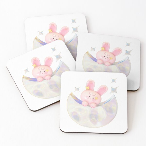 Item preview, Cute Iridescent Moon Bunny | Soft Girl Pastel Art designed and sold by Rawafi Art Studio.