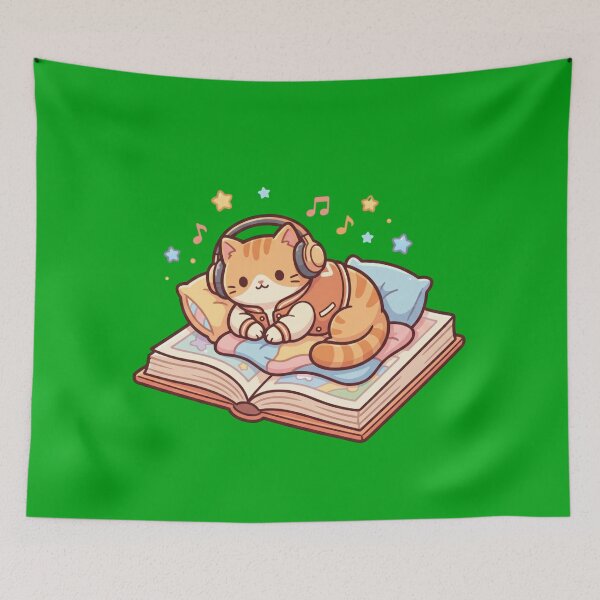 Item preview, Cute Chibi Orange Cat with Headphones designed and sold by AbanoubStore.