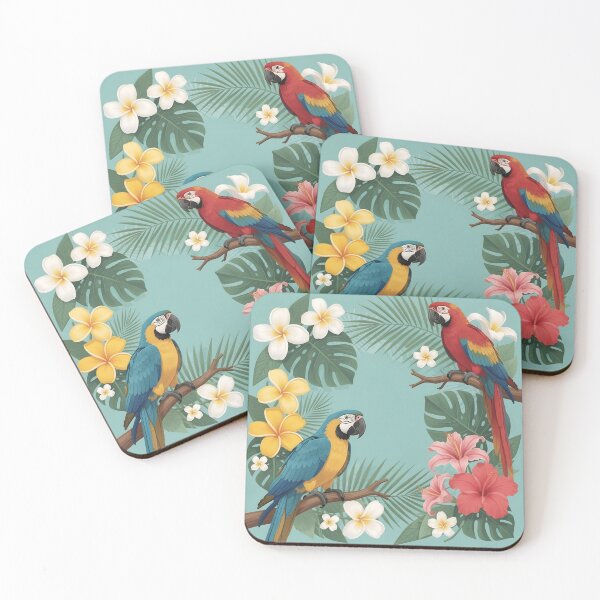 Item preview, Vibrant Tropical Macaws and Hibiscus Floral Pattern designed and sold by ayatstudio.
