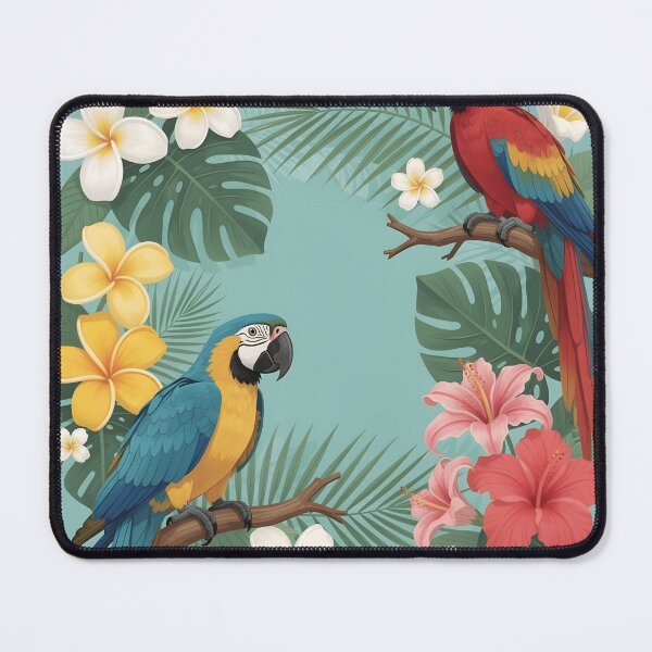 Item preview, Vibrant Tropical Macaws and Hibiscus Floral Pattern designed and sold by ayatstudio.