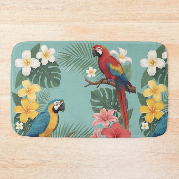 Item preview, Vibrant Tropical Macaws and Hibiscus Floral Pattern designed and sold by ayatstudio.