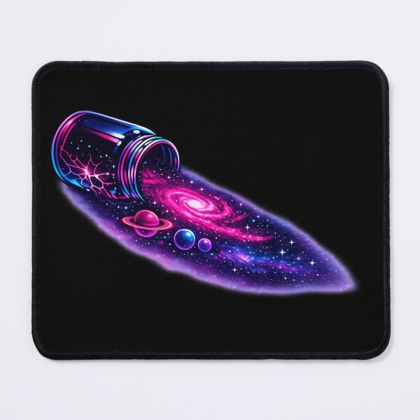 Item preview, Broken Jar Galaxy Spill — Neon Space Art | Surreal Cosmic Poster & Sticker designed and sold by ArtoryWorks.