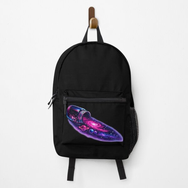 Item preview, Broken Jar Galaxy Spill — Neon Space Art | Surreal Cosmic Poster & Sticker designed and sold by ArtoryWorks.