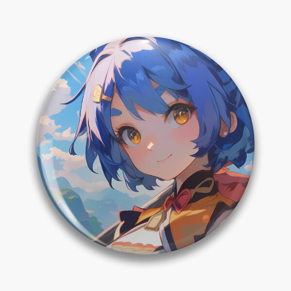 Item preview, Xiangling Genshin Impact Bright Adventure Waifu With Blue Hair designed and sold by Spraykart.