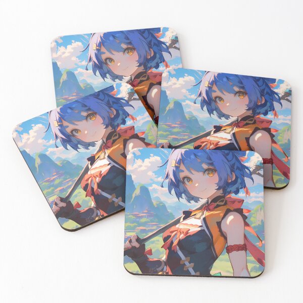 Item preview, Xiangling Genshin Impact Bright Adventure Waifu With Blue Hair designed and sold by Spraykart.
