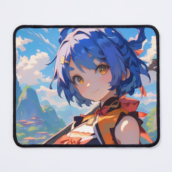 Item preview, Xiangling Genshin Impact Bright Adventure Waifu With Blue Hair designed and sold by Spraykart.