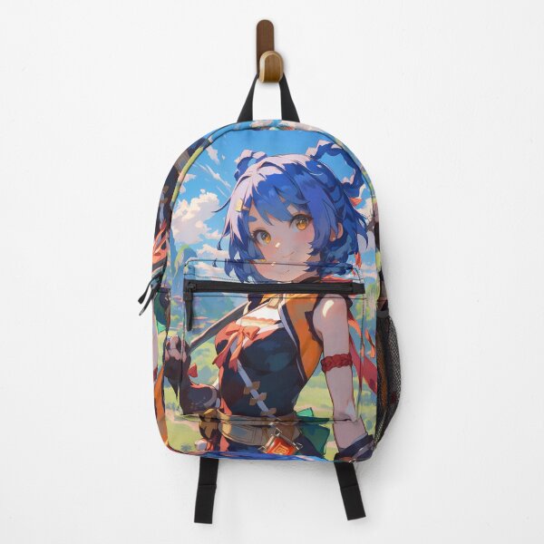 Item preview, Xiangling Genshin Impact Bright Adventure Waifu With Blue Hair designed and sold by Spraykart.