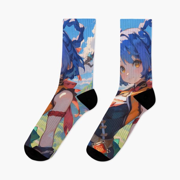 Item preview, Xiangling Genshin Impact Bright Adventure Waifu With Blue Hair designed and sold by Spraykart.