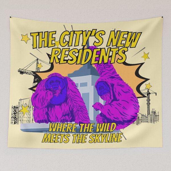 Item preview, Funny Purple Orangutans Urban Jungle Graphic Art designed and sold by SilverSeaBKK.