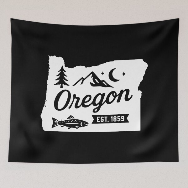 Item preview, Oregon State Pride | Salmon Pine Tree Mountain & Moon designed and sold by Sunflo67.