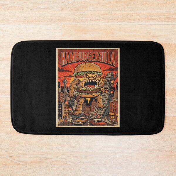 Item preview, Hamburgerzilla Retro Monster Art Funny Giant Burger Destroying City designed and sold by d247.
