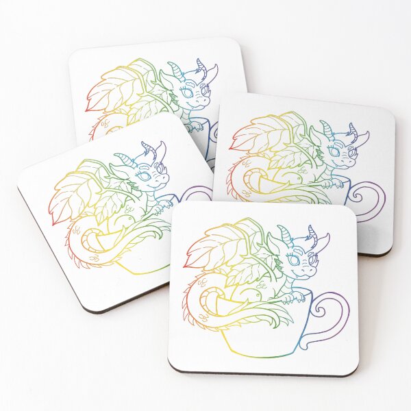 Item preview, Rainbow Teacup Dragon Line Art designed and sold by CoffeeTechNerd.