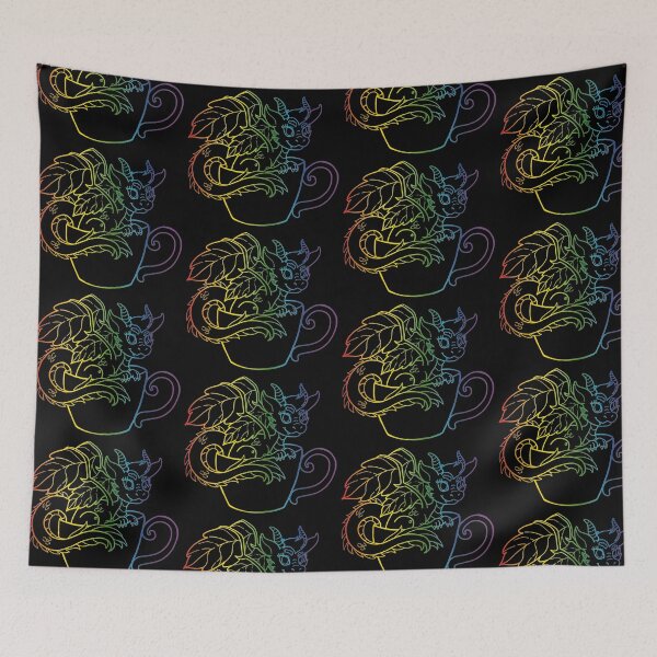 Item preview, Rainbow Teacup Dragon Line Art designed and sold by CoffeeTechNerd.