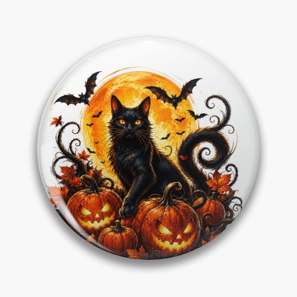 Item preview, Spooky cat guards pumpkins  designed and sold by Elisa Miller.