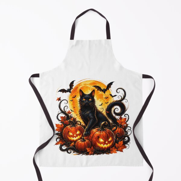 Item preview, Spooky cat guards pumpkins designed and sold by Elisa Miller.