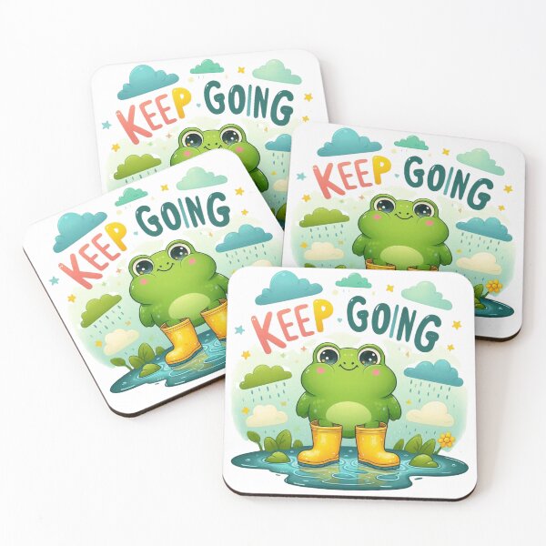 Item preview, Keep Going Cute Frog in Rain Boots Kawaii Motivation designed and sold by carestazafeli.