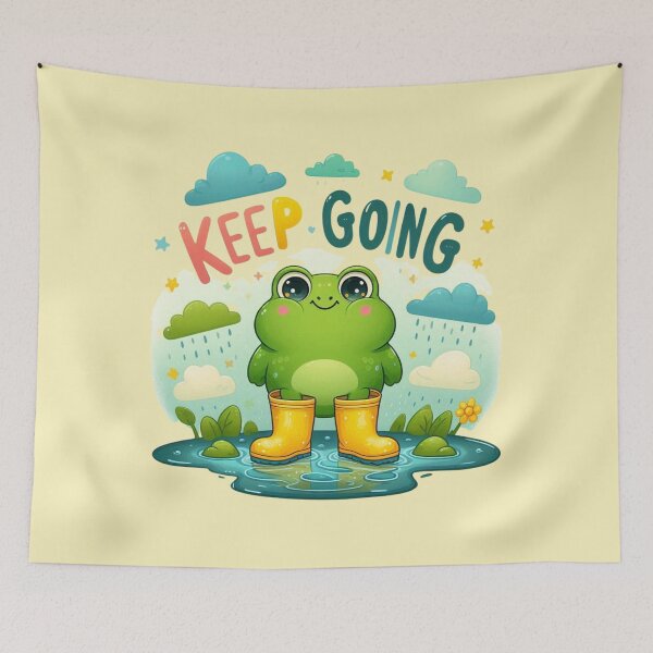 Item preview, Keep Going Cute Frog in Rain Boots Kawaii Motivation designed and sold by carestazafeli.