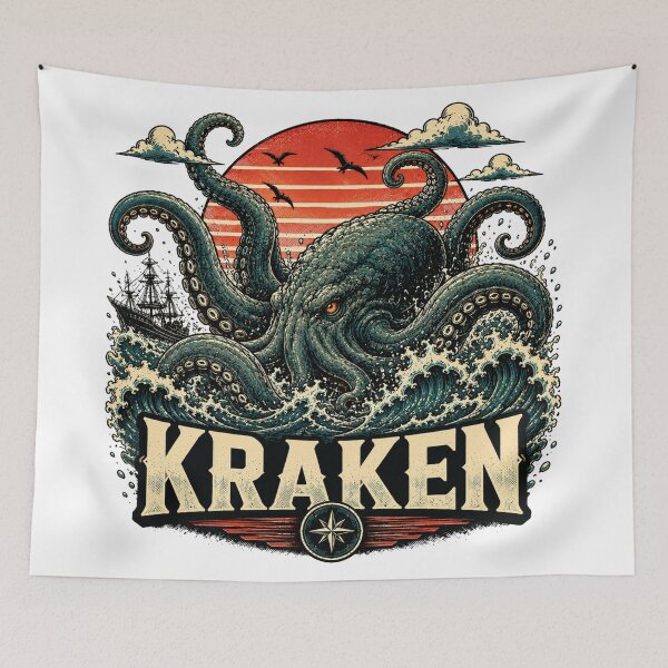 Item preview, Kraken Sea Monster Giant Octopus Attack Vintage designed and sold by JonelleTshirts.