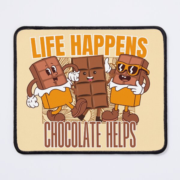 Item preview, Funny Cartoon Chocolate Bars Graphic - Life Happens Chocolate Helps designed and sold by SilverSeaBKK.