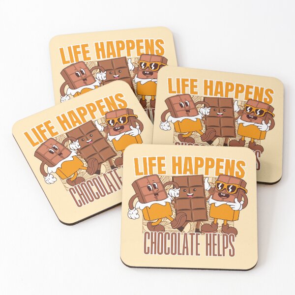 Item preview, Funny Cartoon Chocolate Bars Graphic - Life Happens Chocolate Helps designed and sold by SilverSeaBKK.