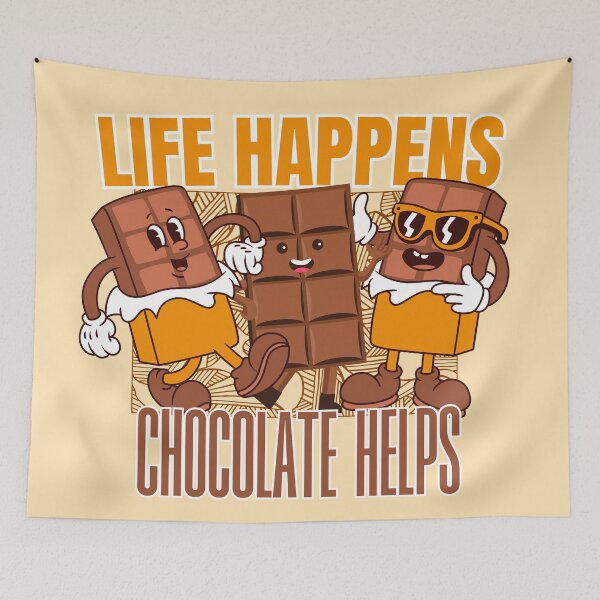 Item preview, Funny Cartoon Chocolate Bars Graphic - Life Happens Chocolate Helps designed and sold by SilverSeaBKK.